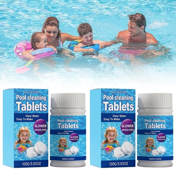 Multifunction Pool Cleaning Tablets for Crystal Clear Water, Clears Cloudy or Hazy Pool Water, Fast-Acting Slow Dissolve Formula for /In-Ground Pools,100g
