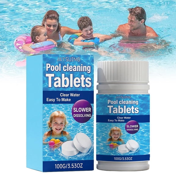Multifunction Pool Cleaning Tablets for Crystal Clear Water, Clears Cloudy or Hazy Pool Water, Fast-Acting Slow Dissolve Formula for /In-Ground Pools,100g