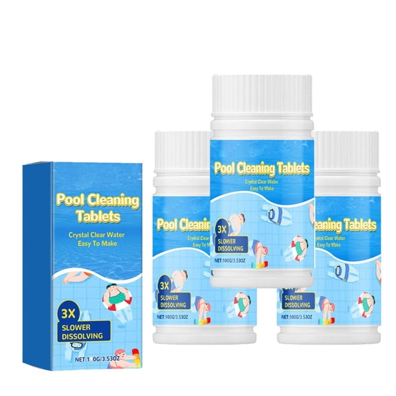 Multifunction Pool Cleaning Tablets, Pool Cleaning Tablets for Crystal Clear Water, Removes Odors & Prevents Buildup, Suitable for Inground Pools and Above Ground Pools (3pc)