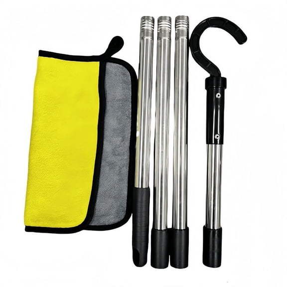 Multifunction Pool Skimmer Accessory Adjustable Metal Extension Rod Ergonomic Handle Secure Debris Removal Solution