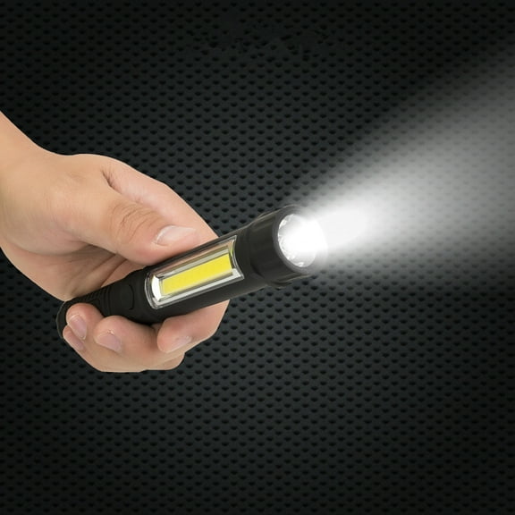 Multifunction Portable COB LED Flashlight - PVC Material, 3 AAA Battery (Not Included), Magnet Clip, 16.6x2.3x2.3cm 41g