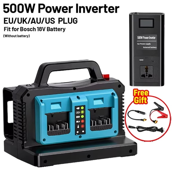 Multifunction Power Inverter AC120/220V for Bos*ch 18 V Battery 500W/11A with USB DC cigarette lighter outdoor Work Inverter