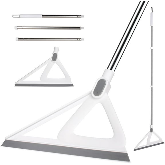 Multifunction Silicone BroomSqueegee Broom Sweeping Water and Pet HairRubber Magic Broom Sweeper for Floor Bathroom Kitchen ShowerRugsGlass WindowsWhite