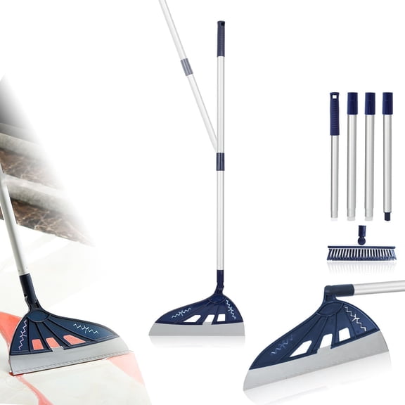 Multifunction Silicone Magic Broom Sweeper With 2 Heads Extra Long Adjustable Handle Floor Glass Squeegee