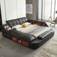 thumbnail image 1 of Multifunction Smart King Bed Frame, Upholstered Platform with Massage Recliner, Storage Drawers, Bluetooth Speaker, USB Charging Port, Adjustable Headboard, 1 of 8