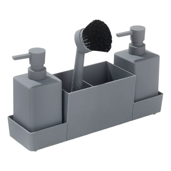 Multifunction Soap Dispenser Set with Storage Compartment Plastic Sponge Holder