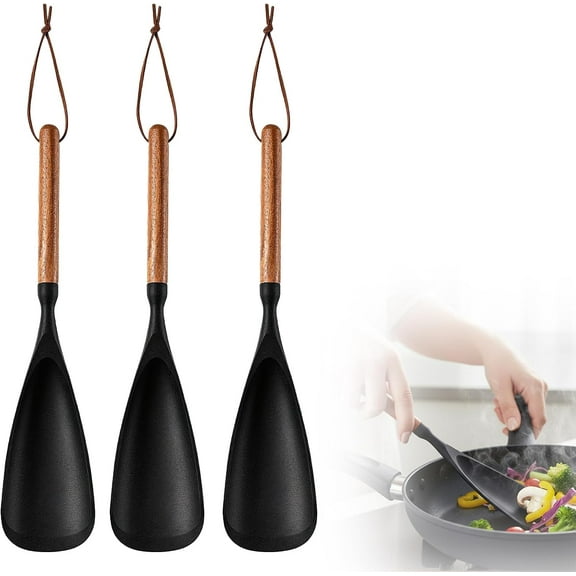 Multifunction Spatula Spoon, Upgraded Silicone Spatula Spoon with Lanyard, Wood Handle, Heat-Resistant, Non-Stick Kitchen Utensil for Cooking & Serving