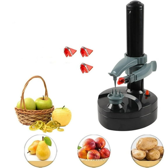 Multifunction Stainless Steel Electric Vegetable & Fruit Peeler - Battery & Adapter Operated, Perfect for Potatoes, Carrots, Apples Safe, Quick, Adjustable Arm for Peeling at Home-black