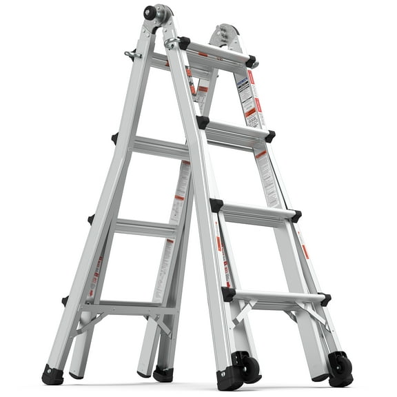 Multifunction Telescoping Ladder with 2 Wheels Extension Ladder with 300 Lbs Load Capacity for Stairs Home Indoor Outdoor Roof
