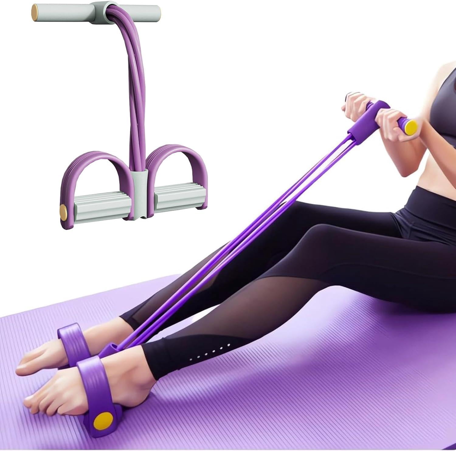 21 Fitness Resistance Bands - 4 Tube Pedal Ankle Puller Multifonction Pour Musculation, Abdos Et Yoga