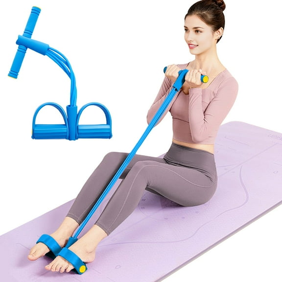 Multifunction Tension Rope, 6-Tube Elastic Yoga Pedal Puller Resistance Band, Natural Latex Tension Rope Fitness Equipment, for Abdomen/Waist/Arm/Leg Stretching Slimming Training(Blue - 4 Tube)