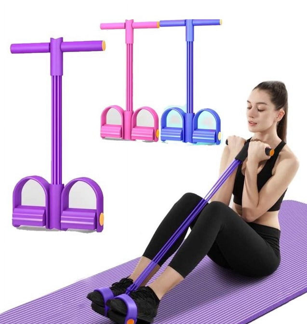 Multifunction Tension Rope, 6-Tube Elastic Yoga Pedal Puller Resistance Band, for Waist/Leg Stretching Slimming Training, Pink
