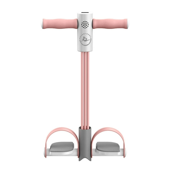 Multifunction Tension Rope with Digital Counter, Pedal Resistance Band, 4-Tube Elastic Pull Rope Fitness Sit-up Exercise Tension Rope Abdominal and Leg Trainer at Home Gym Yoga (Pink Counting Model)