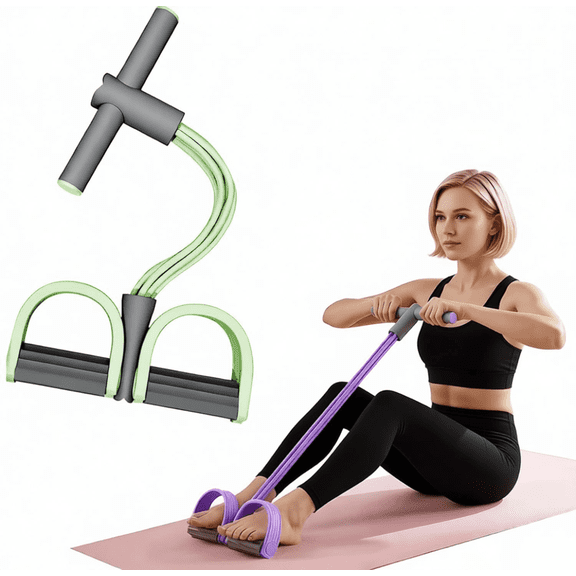 Multifunction Tension Rope with Handles, 6-Tube Elastic Yoga Pedal Puller Resistance Band, Natural Latex Tension Rope Fitness Equipment, for Abdomen/Waist/Arm/Leg Stretching Slimming Training