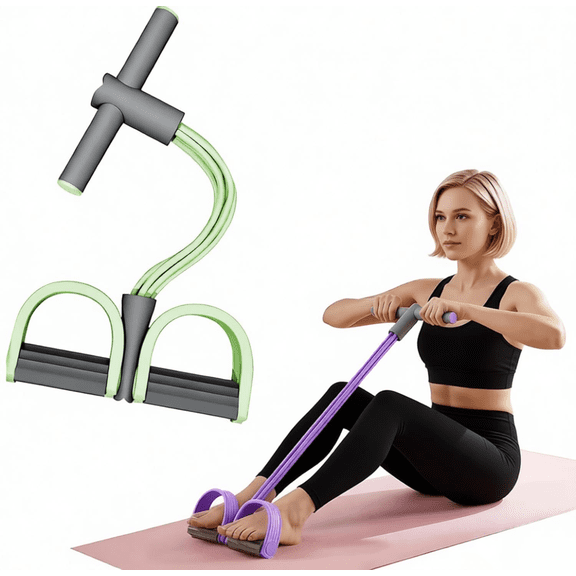 Multifunction Tension Rope with Handles, 6-Tube Elastic Yoga Pedal Puller Resistance Band, Natural Latex Tension Rope Fitness Equipment, for Abdomen/Waist/Arm/Leg Stretching Slimming Training