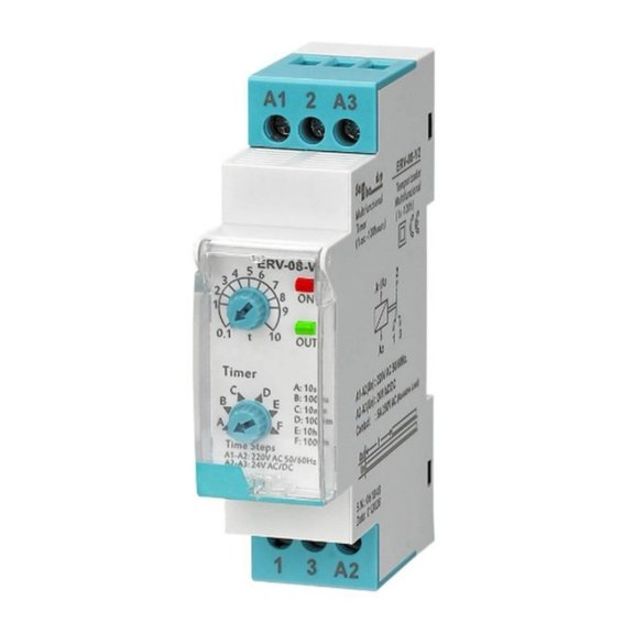 Multifunction Time Delay Relay AC220V DIN Rail Mount Time Relay Switch 1NO+1NC Contact Adjustable Timer with LED Indicator 5A