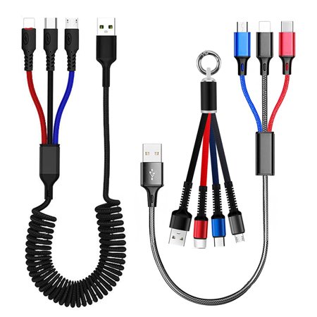 Multifunction USB Charging Cable Set,3 Pack 3 in 1 Nylon Braided Charging Cord,Multiple USB Fast Charger Cords