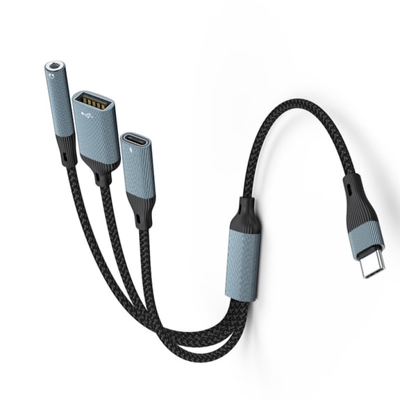 Multifunction USB Type C Adapter Cable 3.5mm Sound PD60W Charging OTGs Data Transfer for Tablets and PC