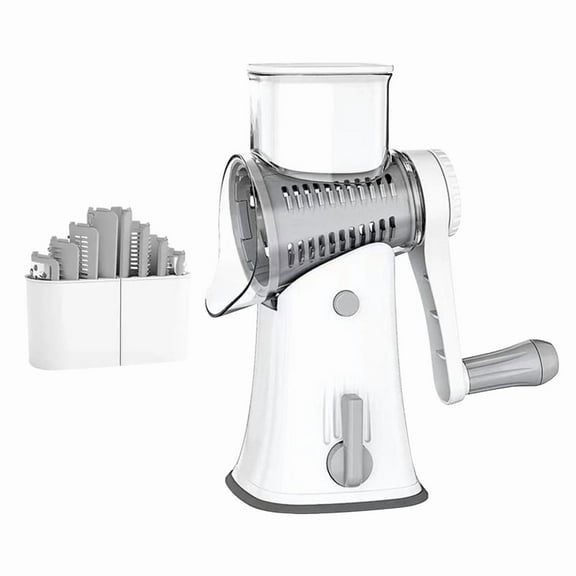 Rotary Cheese Grater 5-in-1 Vegetable Slicer with Handle, 5 Interchangeable Stainless Steel Blades for Kitchen Use