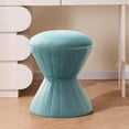 thumbnail image 1 of Multifunction Velvet Ottoman, Upholstered Vanity Stool Chair, Sturdy Round Footstool for Makeup, Living Room, Bedroom, Entryway (Sage), 1 of 14