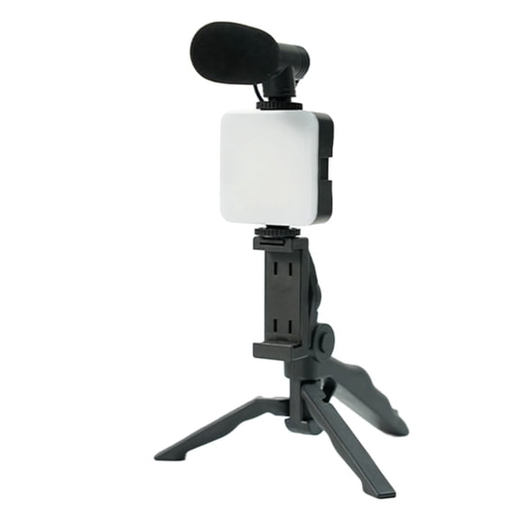 Multifunction Vlog Kit for Phone Desk Tripod with LED Lighting and Directional Microphone For Live Stream Starter
