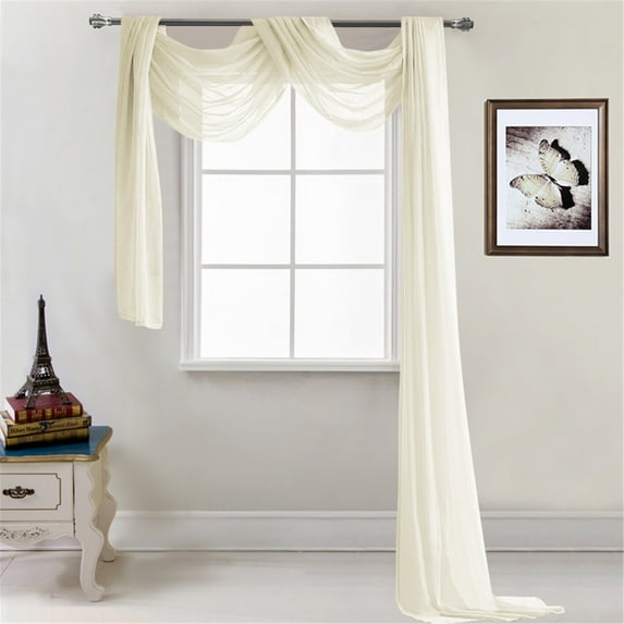 Multifunction Voile Window Scarf, Polyester-Cotton Blend, Solid Color, Light Filtering, for Home Window, Event Decoration, Party Wedding, Canopy Bed, Machine Washable