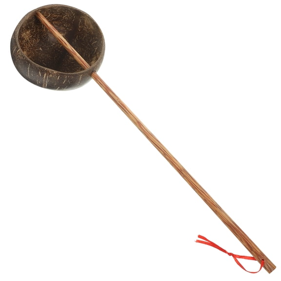 WEUVEB Wooden Coconuts Shell Water Scoop Multipurpose Bath Spoon with Comfortable Handle for Home Use