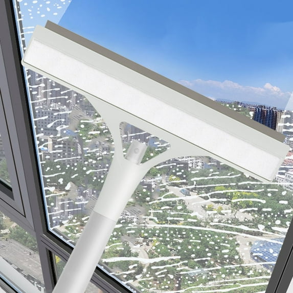 Multifunction Window Cleaner Tool, 4-in-1 Multi-Purpose Glass Cleaner Tool with Built-in Sprayer, Streak-Free Squeegee & Microfiber Washer Head, Professional Window Cleaning Kit for Home