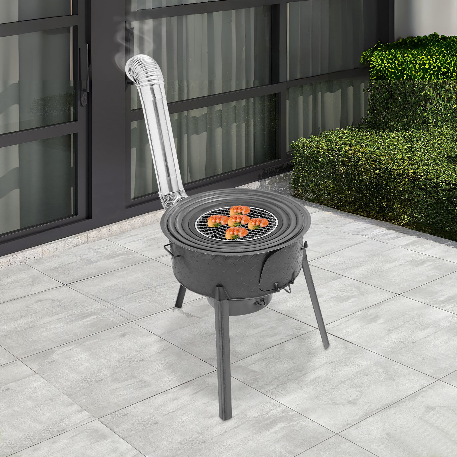 Multifunction Wood Burning Stove Portable Charcoal Stove Gray Camping Stove for Camping, Tent Heating