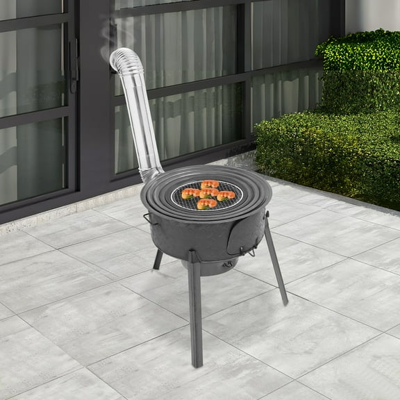 Multifunction Wood Burning Stove Portable Charcoal Stove Gray Camping Stove for Camping, Tent Heating