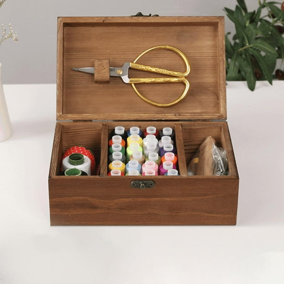 Multifunction Wood Sewing Box Organizer Container Accessories Holder DIY Supplies Practical for Beginner Craft work ,