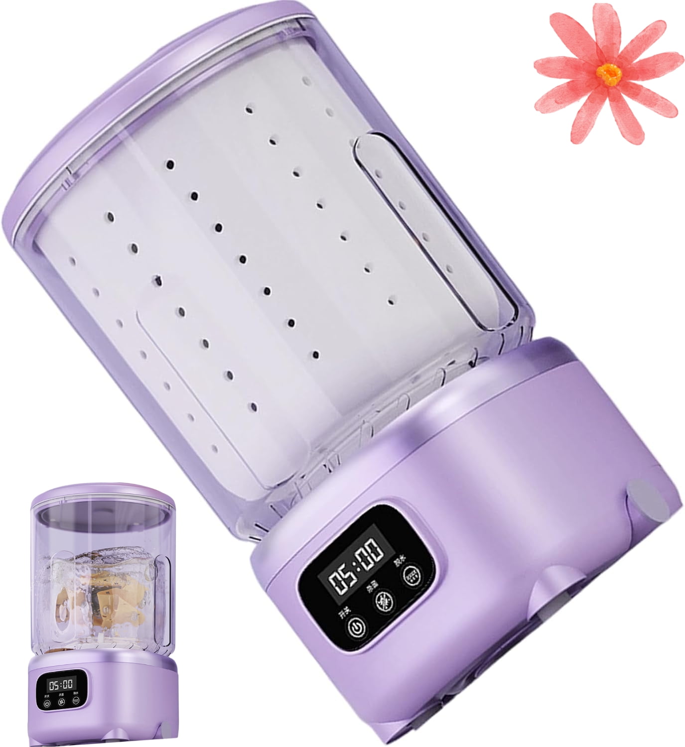 Multifunctiona Portable Washer, 2L Rechargeable Single Tub Small Dryer, Fully Automatic For Bras Underwear Socks Clothes, Dormitory Apartment Travel