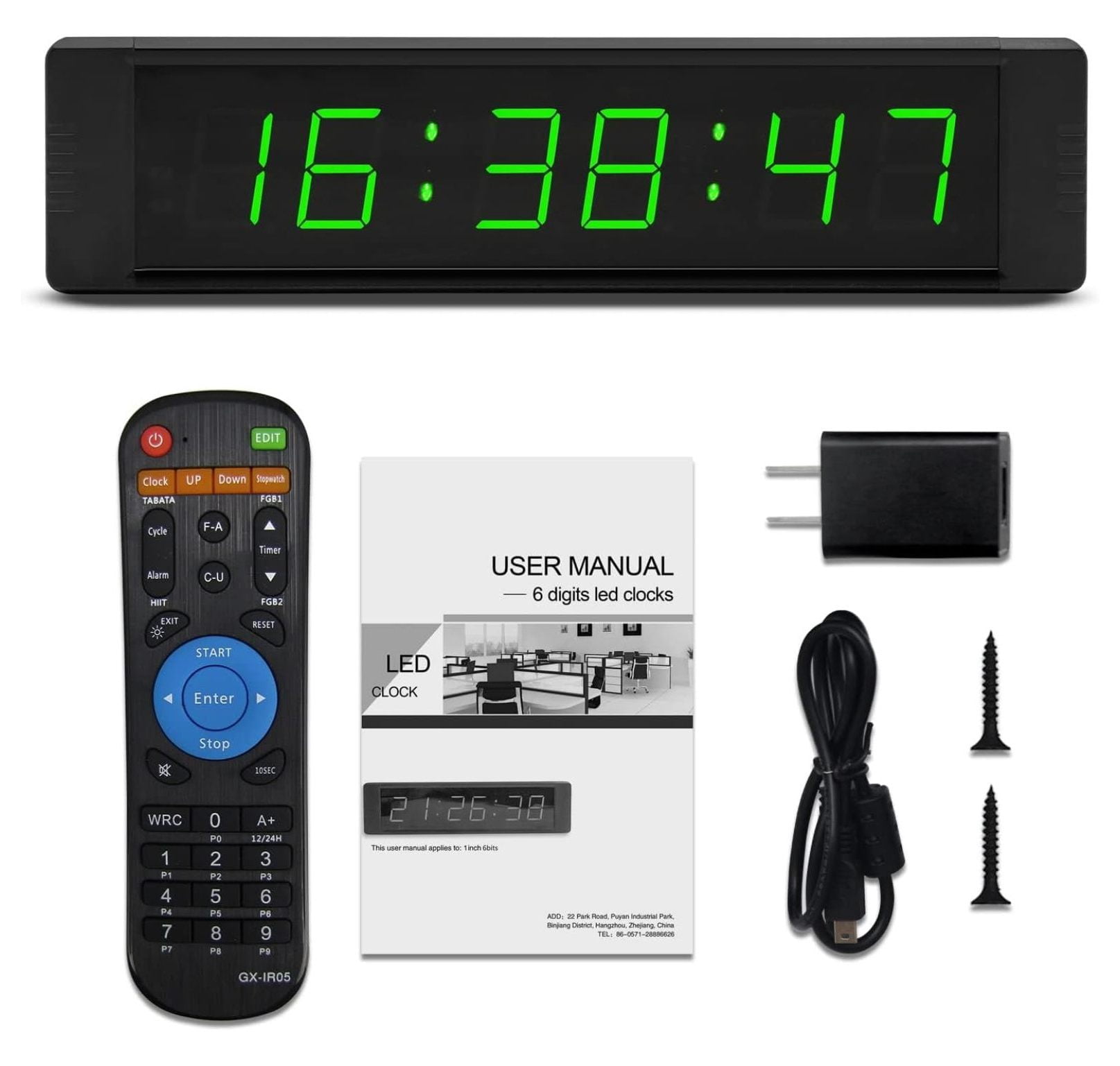 Multifunctional 1'' High 6 Digits LED Wall Clock, with Countdown/up