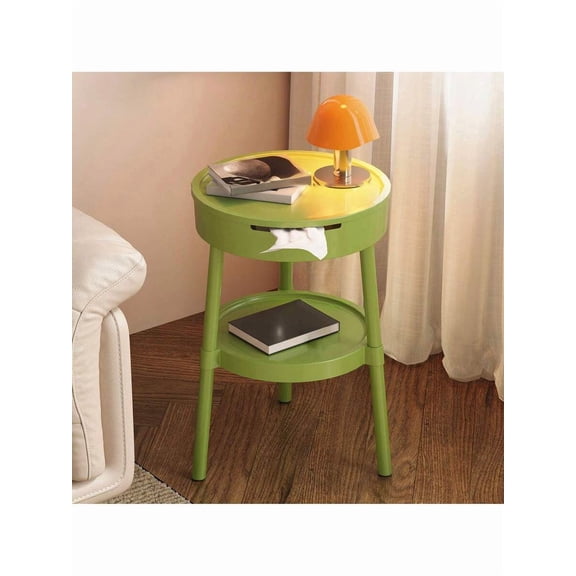 Multifunctional 2-Story Bedside Table With Tissue Box, Bedside Table, Living Room Finishing Rack And Portable Coffee Table, Suitable For Small Space And Home Office Decoration