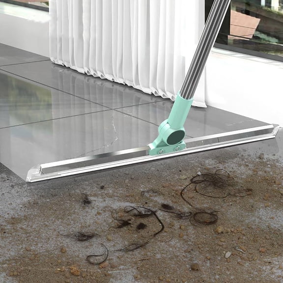 Multifunctional 2-in-1 Window Floor Wiper and Cleaning Scraper, 180° Folding Head Sweep Scraping Integrated Tool, Stainless Steel No-Streak Cleaner for Bathroom Kitchen Glass