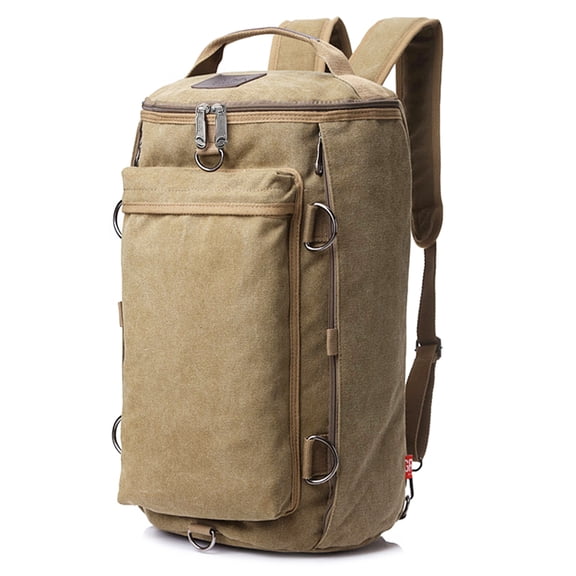 Travel Backpack for Men, Large Vintage Canvas Rucksack 3 in 1 Convertible Travel Duffel Bag Carry On Backpack Fits for 15.6 Inch Laptop,Khaki