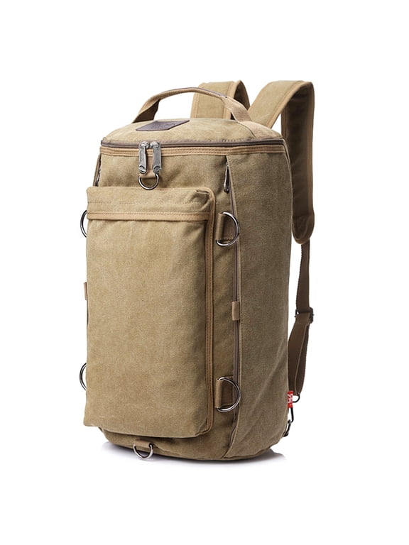 Travel Backpack for Men, Large Vintage Canvas Rucksack 3 in 1 Convertible Travel Duffel Bag Carry On Backpack Fits for 15.6 Inch Laptop,Khaki