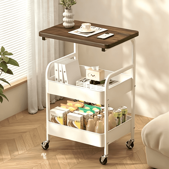 Multifunctional 3-Tier Rolling Cart, Metal Storage Snack Rack With ...