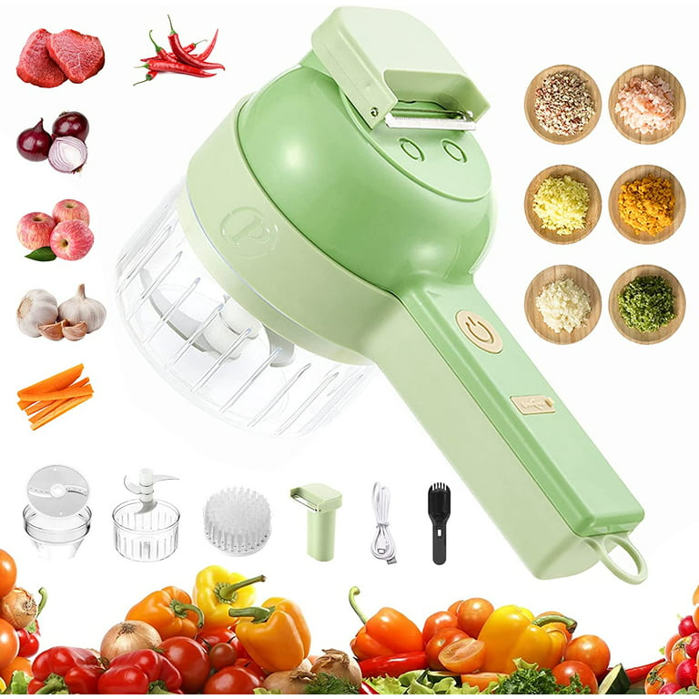4-in-1 Handheld Electric Vegetable Cutter Set With Open Feeding