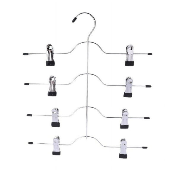 Multifunctional 4 Layer Stainless Steel Pants Hanger Rack Clip Skirt With 8 Clip