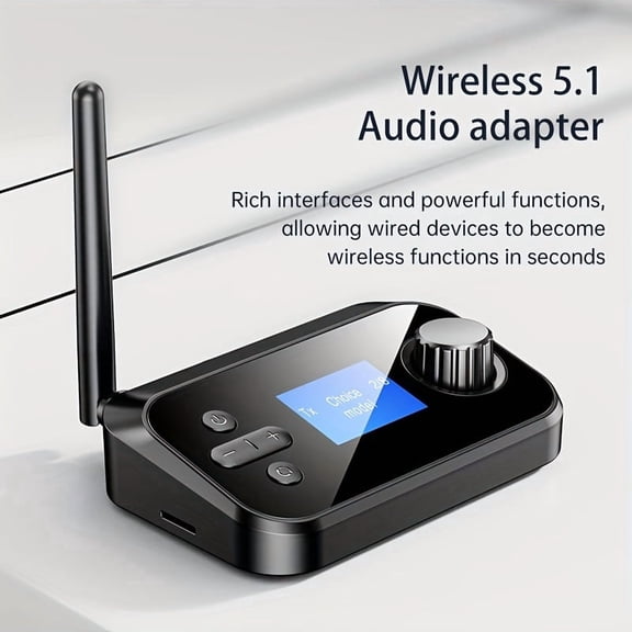 Multifunctional 5.1 Wireless Audio Transmitter & Receiver | USB-Powered for TV/PC | MP3/TF Card Playback | Wireless Adapter for Classic Speakers