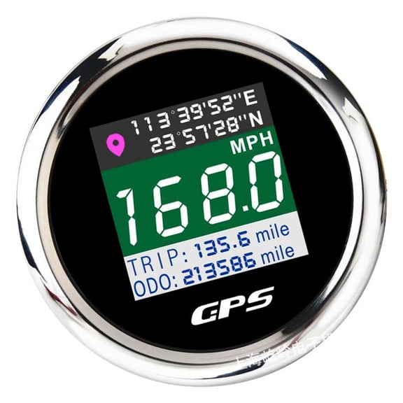Multifunctional 52mm Map Speed Meter, Large Screen Trip Computer with Tracking for Automotive Marine Motorcycle
