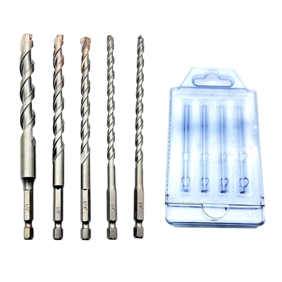 Multifunctional 5PCS Drill Bit Set,Concrete Drill Bit Set with Tungsten Carbide Tip for Tile, Brick, Cement, Concrete, Plastic, Cinder Blocketc
