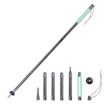 Multifunctional 6-Section Aluminum Alloy Trekking Pole Outdoor Telescopic Folding Hiking Pole Lightweight Mountaineering Cane with Luminous Silicone Handle