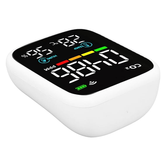 Multifunctional 8-in-1 Air Quality Monitor and Carbon Dioxide Detector with LED Screen, Portable CO2 PM2.5 PM1.0 PM10 Temperature Humidity Tester for Home and Office, 5.51 x 4.33 in / 14 x 11 cm