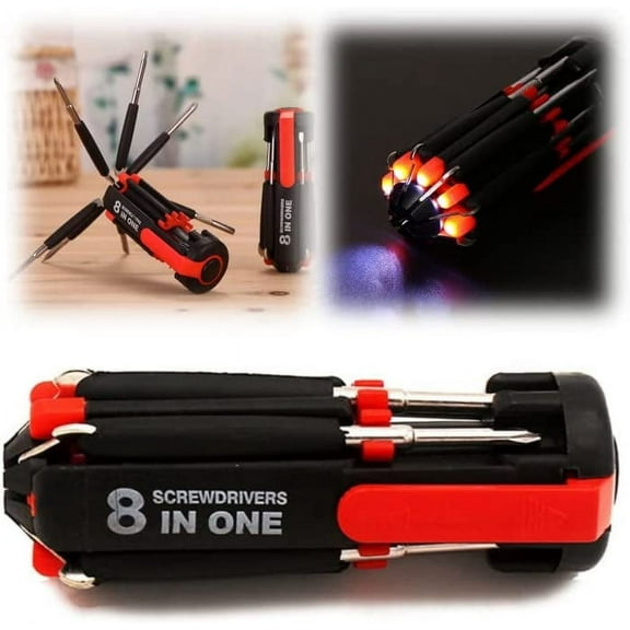 Multifunctional 8-in-1 Screwdrivers Tool with Worklight and Flashlight, Portable Multi Tool Screwdriver Professional Repair Tool, General Screwdriver Multitool for Home Kitchen Car
