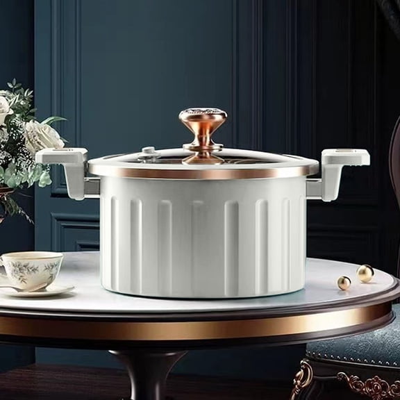 Multifunctional 8L Vacuum Pressure Cooker Iron Soup Pot – Large Capacity Even-Heat Household Cooking, Easy-Clean Design, Blue/White, 38.5x26x14cm