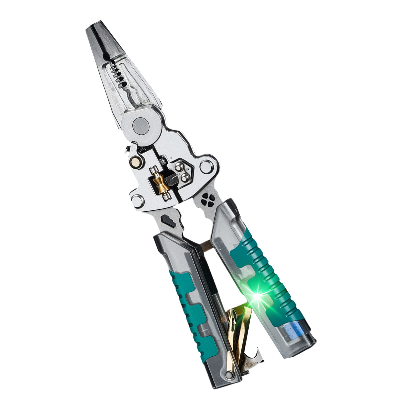 Multifunctional 9 in 1 Wire Stripper with Measurement, Folding Cable Cutter Crimper & Electrician Tool