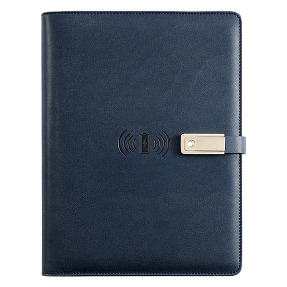 Multifunctional A5 Notebook with Magnetic Charging, Power Bank, USB Flash Drive, and Wireless Charger, Premium Vegan Leather Cover with Replaceable Paper for Business & Travel