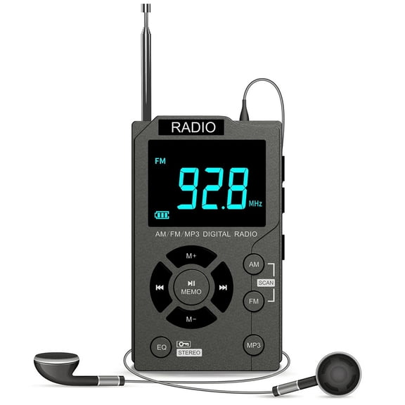 Multifunctional AM/FM radio, switchable to MP3 playback, supports TF card and USB-C charging, equipped with long-lasting 600mAh battery - portable and versatile, switchable between radio and MP3 modes